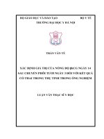 Xác định giá trị của nồng độ βhCG ngày 14 sau chuyển phôi tươi ngày 3 đối với kết quả có thai trong thụ tinh trong ống nghiệm