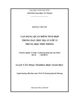Vận dụng quan điểm tích hợp trong dạy học địa lí lớp 12 trung học phổ thông