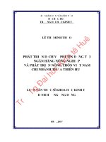 PHÁT TRIỂN DỊCH vụ PHI tín DỤNG tại NGÂN HÀNG NÔNG NGHIỆP và PHÁT TRIỂN NÔNG THÔN VIỆT NAM   CHI NHÁNH THỪA THIÊN HUẾ 