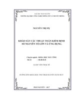 Khảo sát các thuật toán kiểm định số nguyên tố lớn và ứng dụng