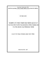 Nghiên cứu phát triển hệ thống quản lý tài nguyên nước ngầm bằng công nghệ GIS và ứng dụng tại tỉnh bắc ninh 