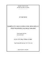 Nghiên cứu chất lượng cuộc sống dân cư tỉnh thanh hóa giai đoạn 2010 2015 