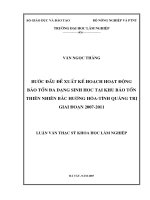 Bước đầu đề xuất kế hoạch hoạt động bảo tồn đa dạng sinh học tại khu bảo tồn thiên nhiên bắc hướng hóa   tỉnh quảng trị giai đoạn 2007   2011 