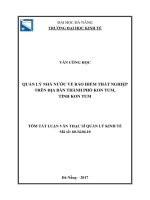 Quản lý nhà nước về bảo hiểm thất nghiệp trên địa bàn thành phố kon tum, tỉnh kon tum (tt) 