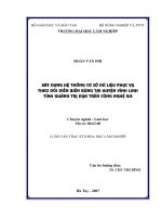 Xây dựng hệ thống cơ sở dữ liệu phục vụ theo dõi diễn biến rừng tại huyện vĩnh linh tỉnh quảng trị dựa trên công nghệ GIS 