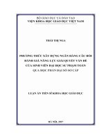 Phương thức xây dựng NHCH đánh giá năng lực giải quyết vấn đề của sinh viên Đại học sư phạm Toán qua học phần Đại số sơ cấp