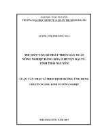 Thu hút vốn để phát triển sản xuất nông nghiệp hàng hóa ở huyện Đại Từ, tỉnh Thái Nguyên (LV thạc sĩ)