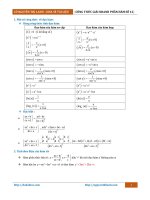 công thức giải nhanh toán 12