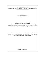 Tăng cường quản lý chi thường xuyên ngân sách nhà nước tỉnh thái nguyên 