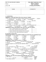 bai kiem tra 1 tiet tieng anh 8 chuong trinh thi diem nam 2017