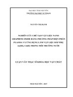 Nghiên cứu chế tạo vật liệu nano graphite oxide bằng phương pháp điện phân plasma và ứng dụng làm vật liệu hấp phụ As(III), Cd(II) trong môi trường nước 