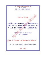HOÀN THIỆN CÔNG tác THANH TRA THUẾ đối với DOANH NGHIỆP NHỎ và vừa tại cục THUẾ THỪA THIÊN HUẾ 