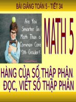 Hàng của số thập phân. Đọc, viết số thập phân