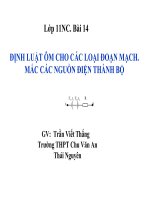 Bài 14. Định luật Ôm đối với các loại mạch điện. Mắc các nguồn điện thành bộ