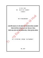 CHUYỂN DỊCH cơ cấu KINH tế NGÀNH NÔNG NGHIỆP THEO HƯỚNG NÂNG CAO GIÁ TRỊ GIA TĂNG TRÊN địa bàn HUYỆN MINH hóa, TỈNH QUẢNG BÌNH 