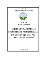 Nghiên cứu xác đinh hàm lượng phenol trong thủy sản bằng sắc ký khối phổ 