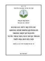Đánh giá mức độ tồn dư kháng sinh nhóm quinolon trong một số nguồn nước thải nhà máy dược phẩm trên địa bàn hà nội 