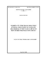 Nghiên cứu tình trạng khai thác sử dụng, chăn nuôi các loài gấu (họ ursidae) ở việt nam và đề xuất một số biện pháp bảo tồn chúng 