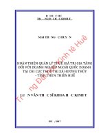HOÀN THIỆN QUẢN lý THUẾ GIÁ TRỊ GIA TĂNG đối với DOANH NGHIỆP NGOÀI QUỐC DOANH tại CHI cục THUẾ THỊ xã HƯƠNG THỦY, TỈNH THỪA THIÊN HUẾ 