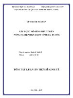 Xây dựng mô hình phát triển nông nghiệp hiện đại ở tỉnh hải dương (tt) 