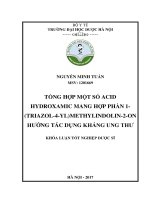Tổng hợp một số acid hydroxamic mang hợp phần 1   (triazol 4 YL) methylindolin   2 on hướng tác dụng kháng ung thư 