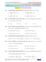 Bài tập trắc nghiệm nguyên hàm trong đề thi thử có đáp án