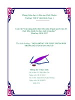 Vận dụng kiến thức liên môn để giải quyết vấn đề thực tiễn nói KHÔNG với THỰC PHẨM bẩn TRONG bữa ăn HÀNG NGÀY