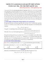 Sử dụng phương pháp nhân tử lagrange để giải quyết một số bài toán cực trị