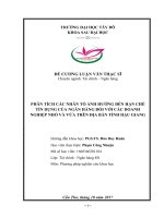 PHÂN TÍCH CÁC NHÂN TỐ ẢNH HƯỞNG ĐẾN HẠN CHẾ TÍN DỤNG CỦA NGÂN HÀNG ĐỐI VỚI CÁC DOANH NGHIỆP NHỎ VÀ VỪA TRÊN ĐỊA BÀN TỈNH HẬU GIANG