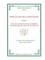skkn giảng dạy tích hợp chuyên đề cacbohiđrat theo định hướng phát triển năng lực học sinh 