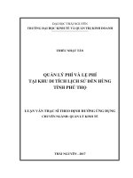 Quản lý phí và lệ phí tại Khu di tích lịch sử Đền Hùng tỉnh Phú Thọ (LV thạc sĩ)