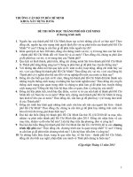 ĐỀ THI môn học THÀNH PHỐ hồ CHÍ MINH 