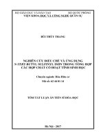 Nghiên cứu điều chế và ứng dụng n tert butyl sulfinyl imin trong tổng hợp các hợp chất có hoạt tính sinh học (tt)
