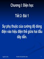 Bài 1. Sự phụ thuộc của cường độ dòng điện vào hiệu điện thế giữa hai đầu dây dẫn