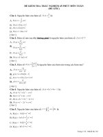 ĐỀ KIỂM TRA TRẮC NGHIỆM 45 PHÚT MÔN TOÁN (ĐẢO ĐỀ THI TRẮC NGHIỆM MÔN TOÁN)