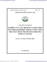 NGHIÊN cứu xác ĐỊNH dư LƯỢNG một số CEPHALOSPORIN TRONG nước THẢI NHÀ máy dược PHẨM BẰNG PHƯƠNG PHÁP LCMS MS