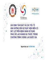 Xác định tần suất và các yếu tố ảnh hưởng đến sự xuất hiện biến cố bất lợi trên bệnh nhân sử dụng phác đồ lao kháng đa thuốc trong chương trình chống lao quốc gia 