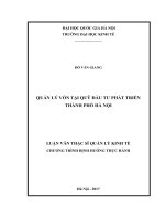 Quản lý vốn tại quỹ đầu tư phát triển thành phố hà nội
