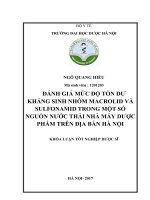 Đánh giá mức độ tồn dư kháng sinh nhóm macrolid và sulfonamid trong một số nguồn nước thải nhà máy dược phẩm trên địa bàn hà nội 