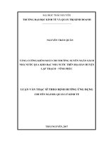 Tăng cường kiểm soát chi thường xuyên ngân sách nhà nước qua Kho bạc Nhà nước trên địa bàn Huyện Lập Thạch – Tỉnh Vĩnh Phúc (LV thạc sĩ)