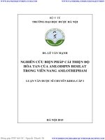NGHIÊN cứu BIỆN PHÁP cải THIỆN độ hòa TAN của AMLODIPIN BESILAT TRONG VIÊN NANG AMLOTHEPHAM 