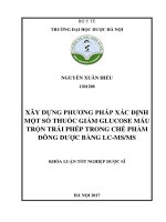 Xây dựng phương pháp xác định một số thuốc giảm glucose máu trộn trái phép trong chế phẩm đông dược bằng LC MS MS 