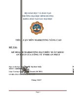 Kế hoạch marketing hạt điều xuất khẩu an phát của công ty TNHH An Phát