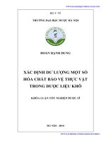 XÁC ĐỊNH dư LƯỢNG một số hóa CHẤT bảo vệ THỰC vật TRONG dược LIỆU KHÔ 