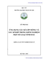ỨNG DỤNG sắc kí lớp MỎNG và sắc kí KHÍ TRONG KIỂM NGHIỆM một số LOẠI TINH dầu 