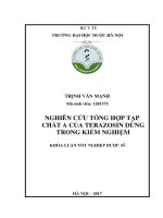 Nghiên cứu tổng hợp tạp chất a của terazosin dùng trong kiểm nghiệm 