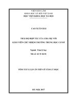 Thái độ hợp tác của cha mẹ với giáo viên chủ nhiệm trường trung học cơ sở tt