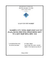 NGHIÊN cứu TỔNG hợp OXIT sắt từ (fe3o4) BẰNG PHƯƠNG PHÁP ĐỒNG kết tủa kết hợp hóa SIÊU âm 