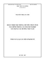 Hoàn thiện hệ thống chỉ tiêu phân tích tài chính trong các doanh nghiệp xây dựng cầu đường Việt Nam tt