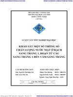 KHẢO sát một số THÔNG số CHẤT LƢỢNG nƣớc mặt ở RẠCH SANG TRẮNG 1, đoạn từ cầu SANG TRẮNG 1 đến vàm SANG TRẮNG 
